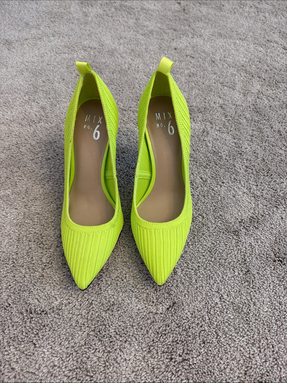 Mix No. 6 Neon Lime Pointed Knit Pumps